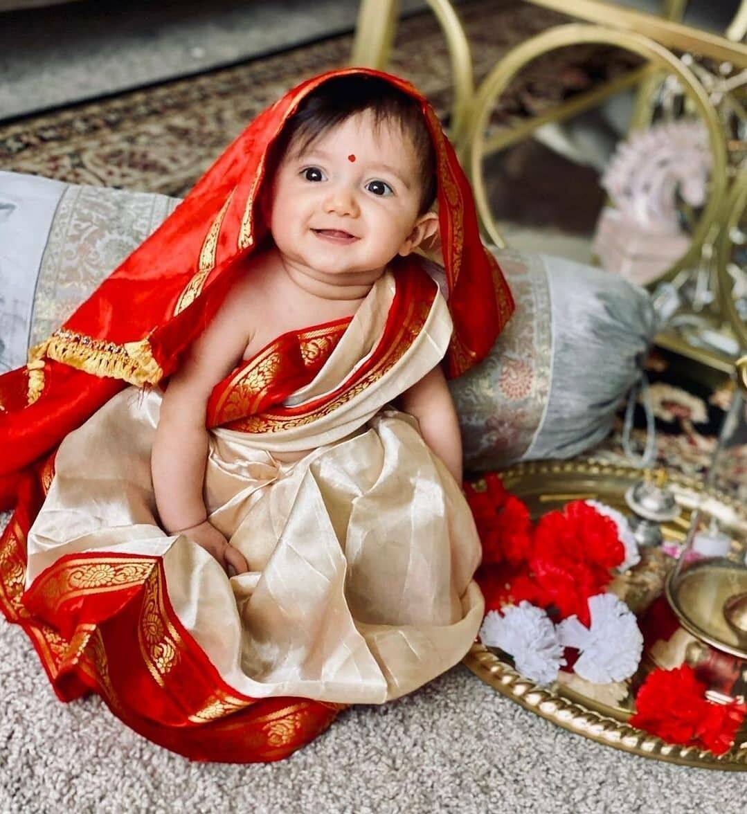 Srawen Pasni Dress for Baby Girl- Rice Feeding Outfits/Annaprasan Nepali  Dress Red - Kid's Wear | Pasni Dress For Babies |